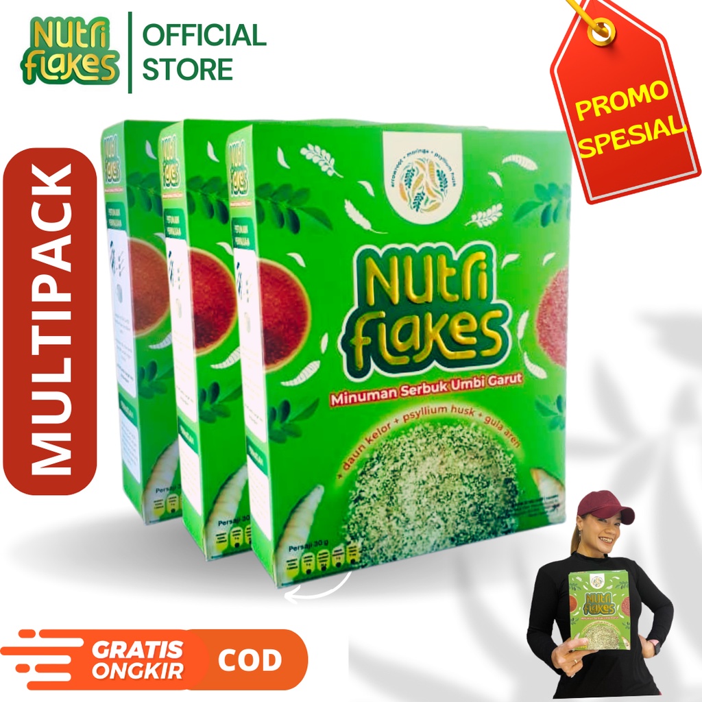 

[MULTIPACK] 3 BOX NUTRIFLAKES Sereal Umbi Garut, Psillium Husk, Daun Kelor, Susu Etawa Terbukti Atasi Asam Lambung GERD Masalah Pencernaan Kronis 3x280g