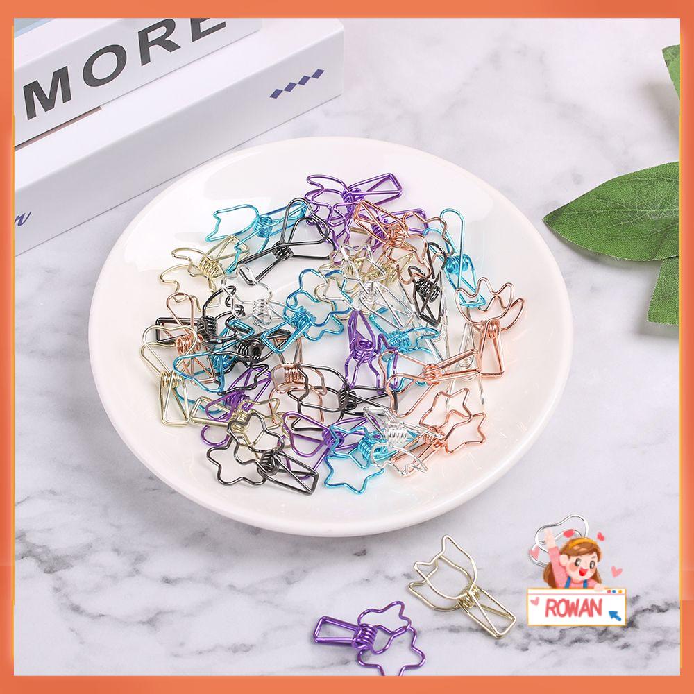 R-flower 6pcs / Set Klip Binder Hollow Out Bahan Metal Warna Polos Untuk Dekorasi DIY