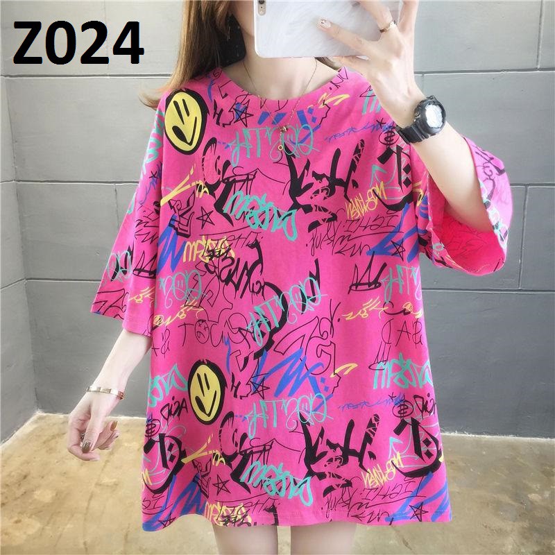 Oversize Tee / Tshirt Wanita   Model Longgar Motif Tulisan Z024