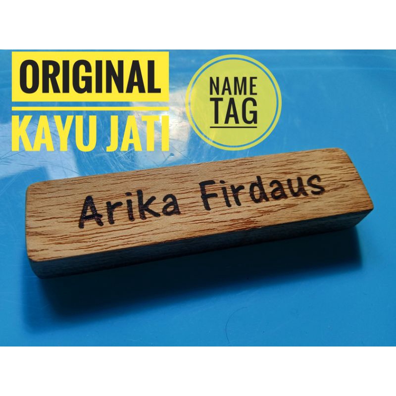 Name Tag Kayu Jati Original