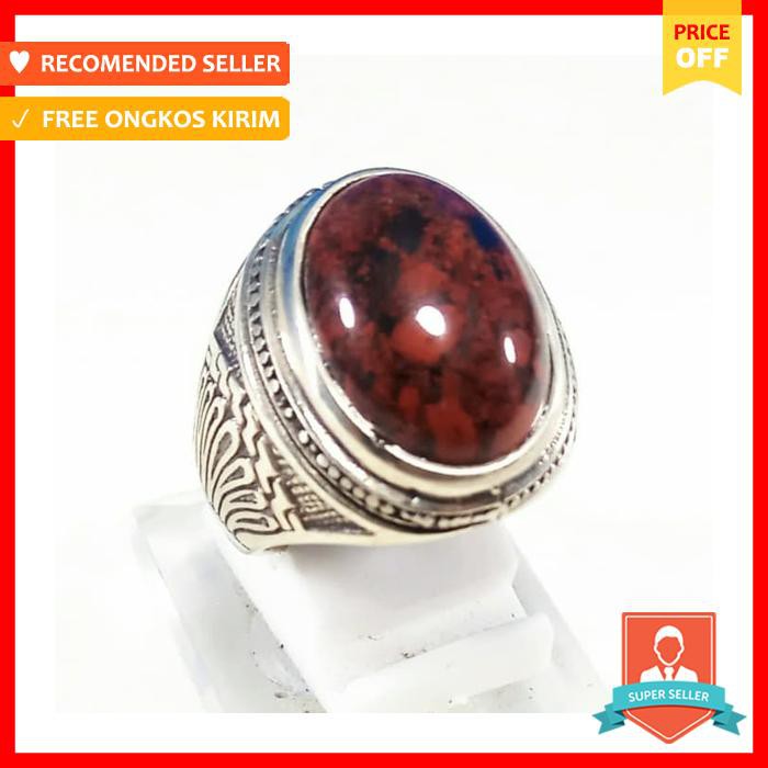 CINCIN BATU AKIK NATURAL BADAR BESI MERAH CABE KEBUMEN NEMPEL MAGNET
