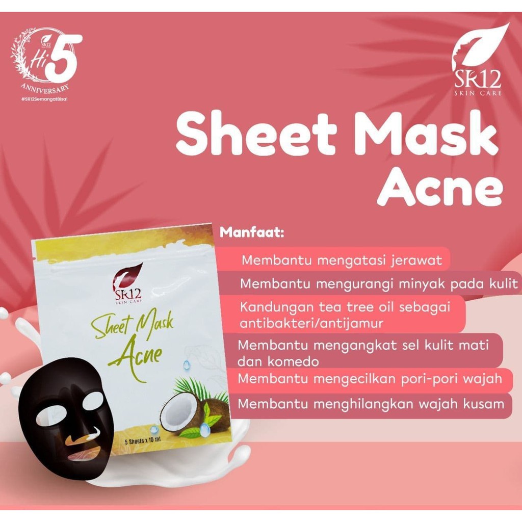 SR12 SHEET MASK BRIGHTENING Mencerahkan Kulit Wajah SR12 SHEET MASK ACNE Merawat Kulit Berjerawat