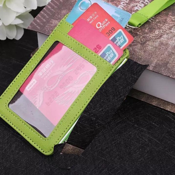 

[PRODUK MWPRP] Name Tag Kulit Holder Kalung Gantung Dada Id Card 4 Kartu Karyawan I7E