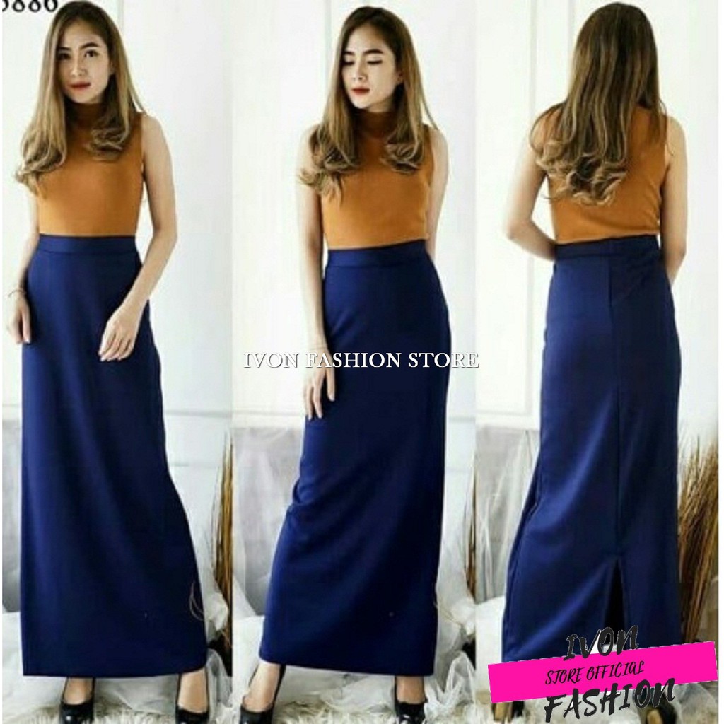 (BISA COD/BAYAR DI TEMPAT) OFFICE SPAN SKIRT // ROK PANJANG SPAN SCUBA KANTOR MURAH