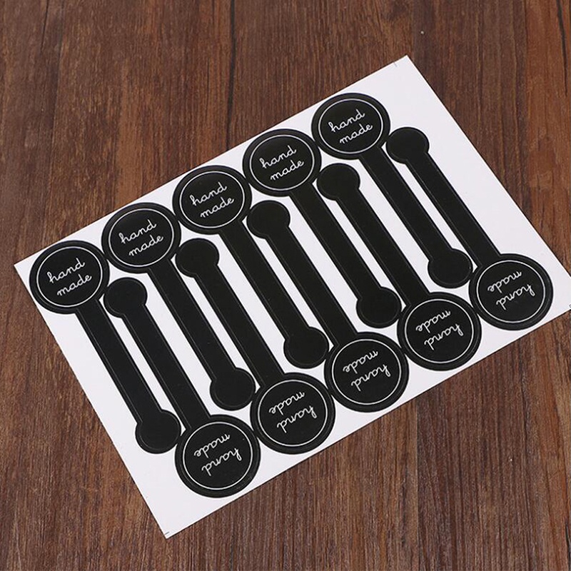 100pcs Stiker Label Segel Handmade Warna Hitam