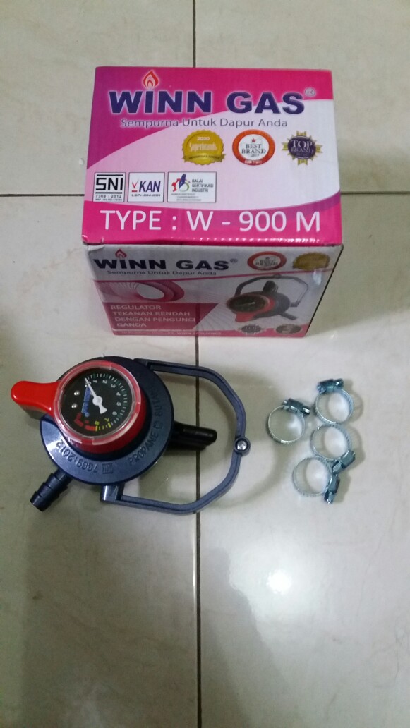 Regulator Winn Gas W-900 M Regulator Gas Lpg Pengaman Triple Lock Dan Meteran W900m