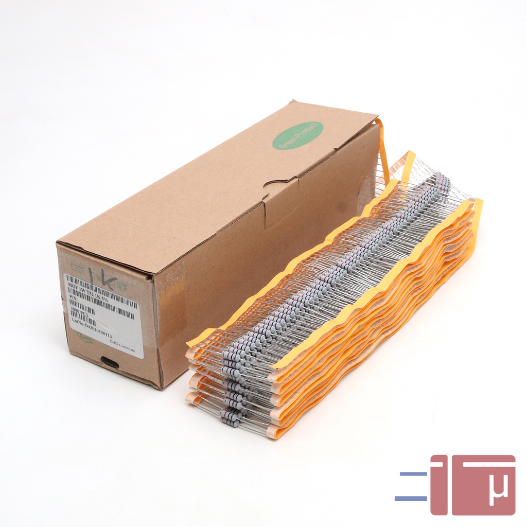 x10 Resistor 1K 1W Metal Oxide 5% Taiwan Kaki Tembaga