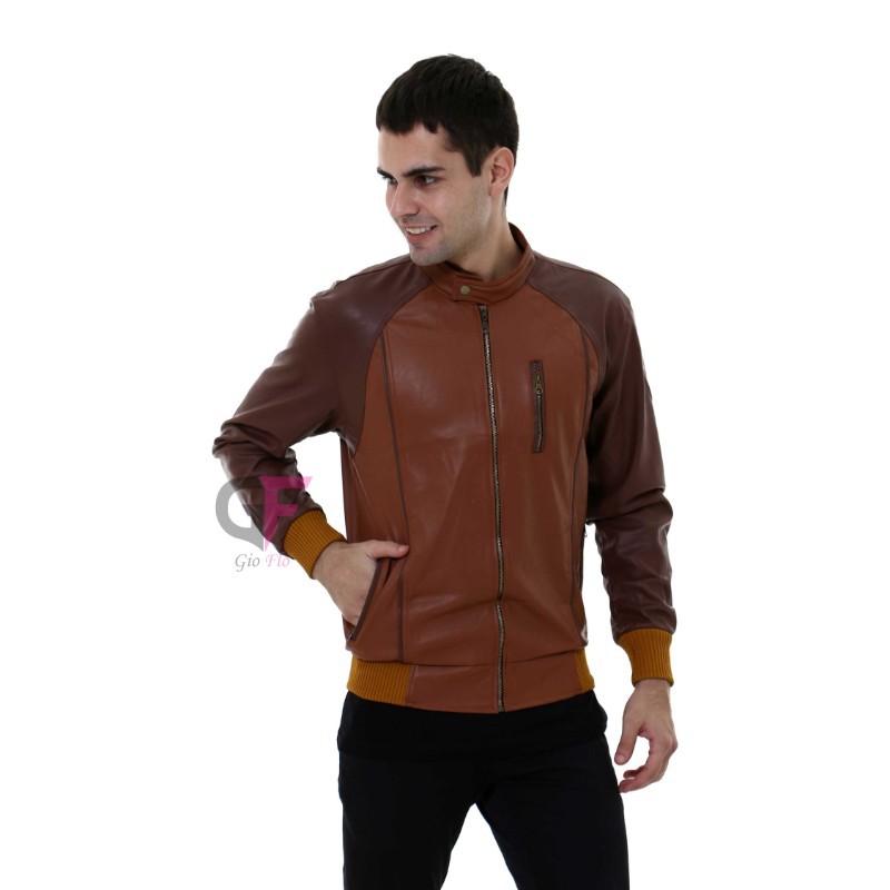 GIOFLO Jaket Semi Kulit Pria Casual Distro Coklat / JAK 2282