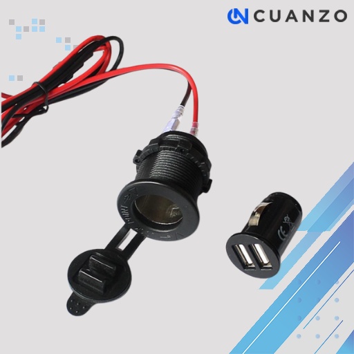 Dual USB Port Charging 12-24 V for Motorcycle / Charger Motor Beat Nmax Aerox Fast Charging / Cas Charger Colokan Pengisi Daya Hp Handphone Motor Aki Waterproof / Soket Cas Stang Sepeda Motor Usb Port Plug Adaptor Anti Air / Cas Motor Kurir Besar Murah