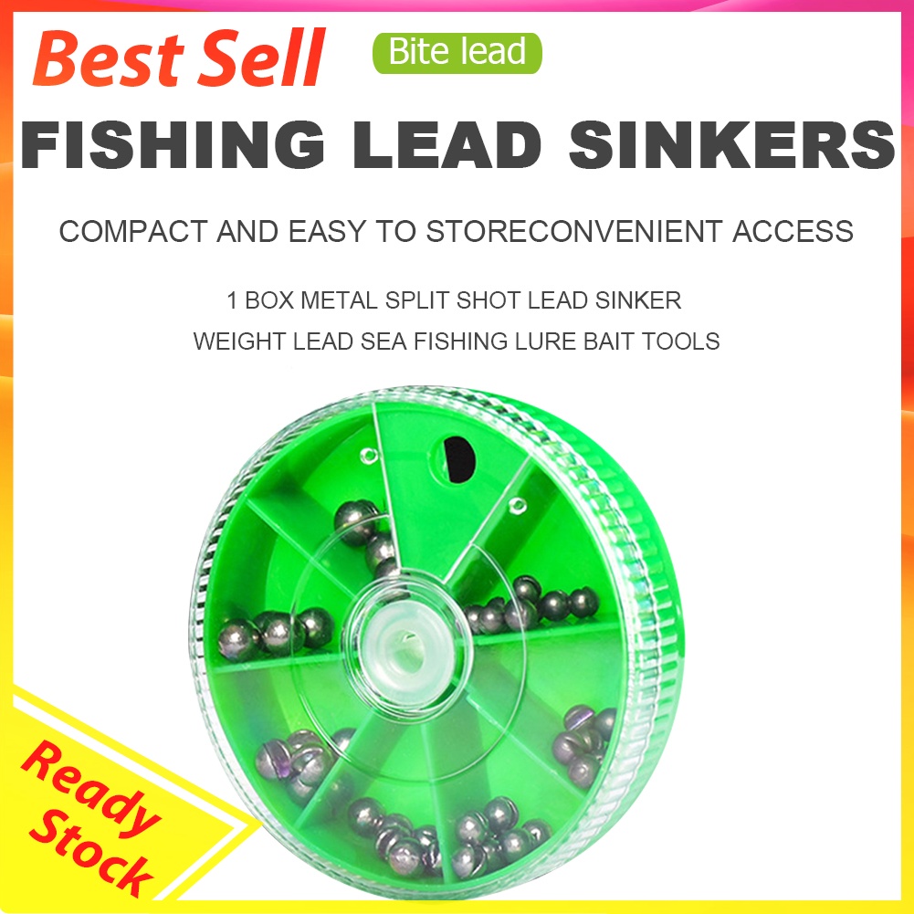 Open Bite Weight Sinker Plumbum Fishing Clip Biting Round Plumb Box Tackles