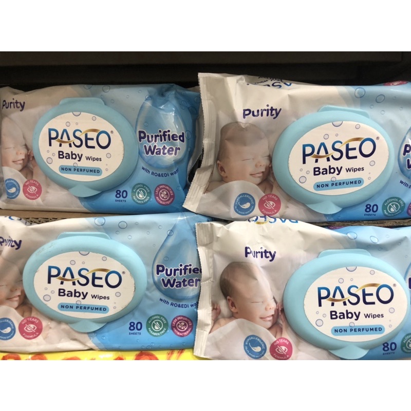 Paseo Baby wipes purity purified Water non Perfumed 80sheet