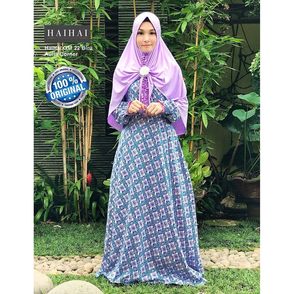 PROMO TERBARU Model Baju Wanita Terbaru HaiHai GM 22 Biru ORIGINAL Gamis Wanita