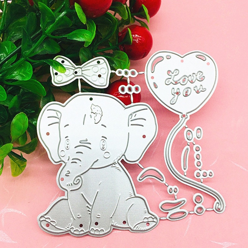 Stensil Cutting Dies Bentuk Hewan Gajah Bahan Logam Untuk Scrapbook Album Foto Kartu Ulang Tahun