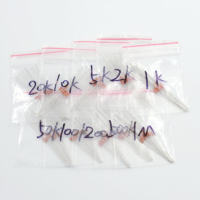 100PCS/LOT MF58 NTC Thermistor Resistor Kit NTC-MF58 1K 2K 5K 10K 20K 50K 100K 200K 500K 1M +/-5% 3950 3950B 10value*10pcs