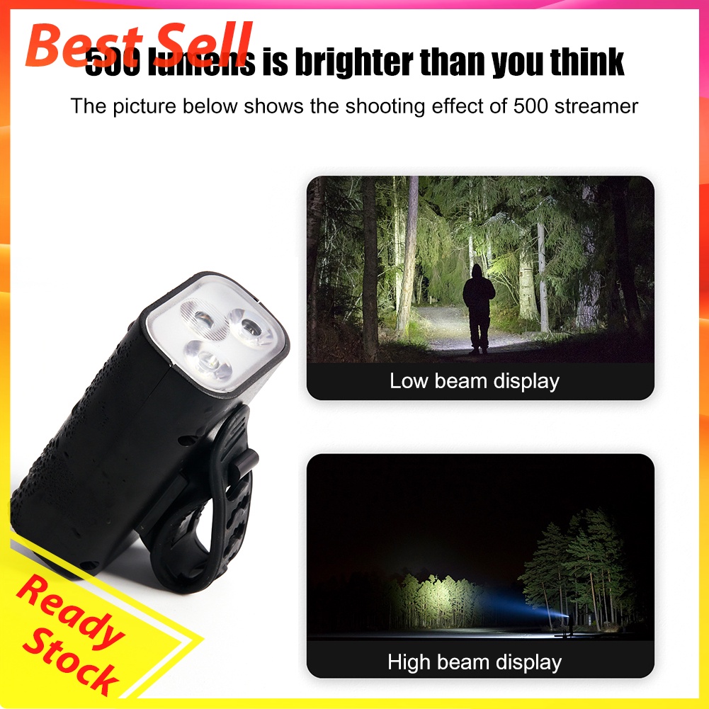 LED MTB Bicycle Headlight USB Rechargeable Waterproof 1500LM Bike Lights