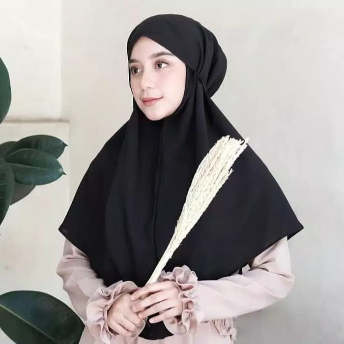 Bergo maryam polos tali non pet bahan diamond