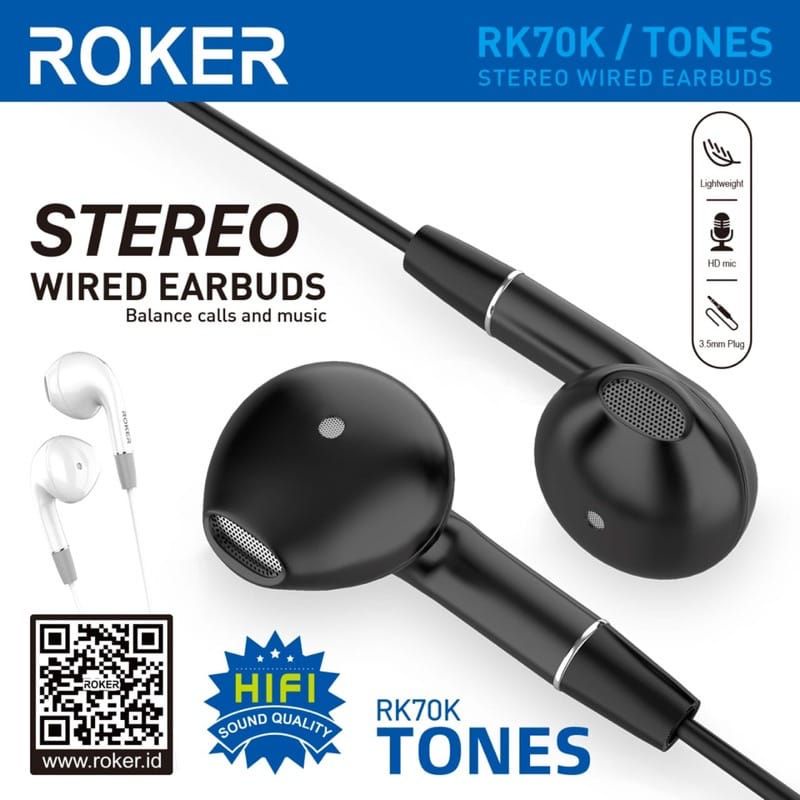 Handsfree Headset Roker Stereo Tones RK70K Handset Handsfree Roker Tones RK70K