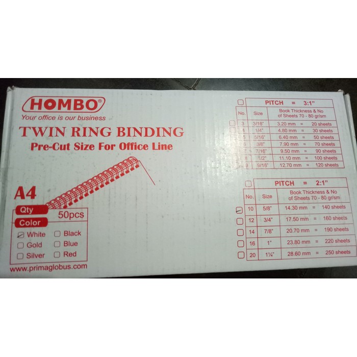 

Spiral Kawat A4 5/8" (twin ring binding) HOMBO murah