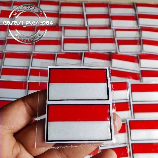 

emblem stiker karet sticker timbul 3D BENDERA INDONESIA isi dua