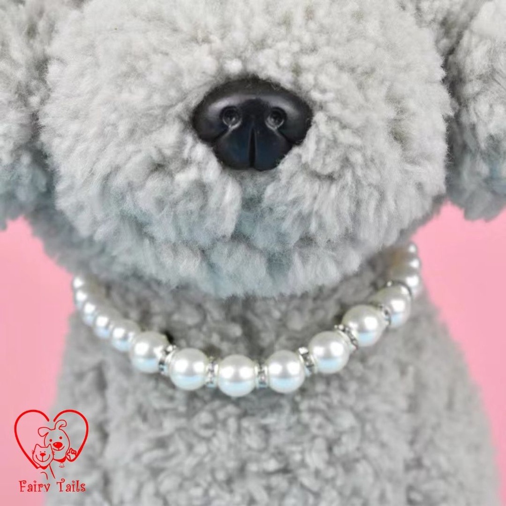 Kalung Rantai Perhiasan Liontin Diamond Mutiara Imitasi Untuk Kucing Anjing Kostum Cosplay Anabul Emas Perak Stylish Fashionable | Pet Gold Silver Necklace