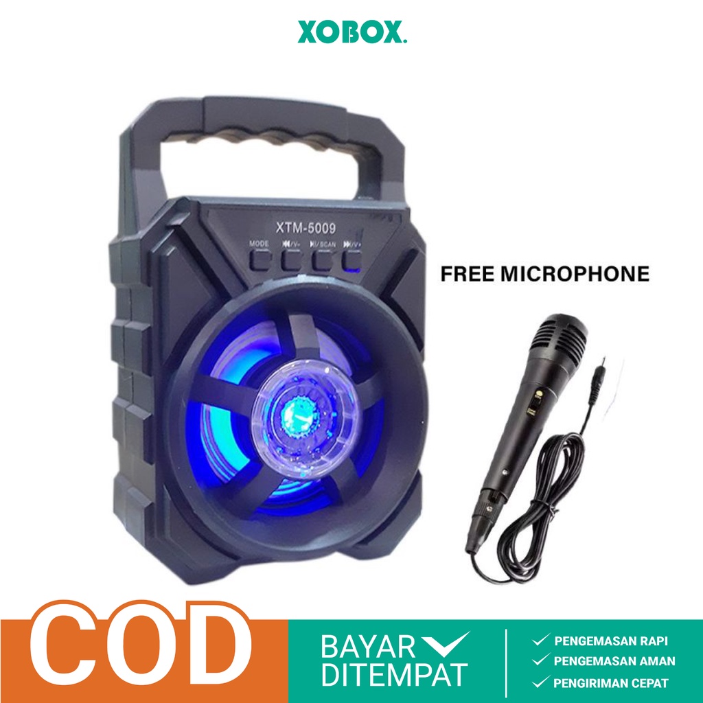 Speaker Bluetooth Portable Karaoke 3&quot; Type 5009 Free Microphone - XOBOX