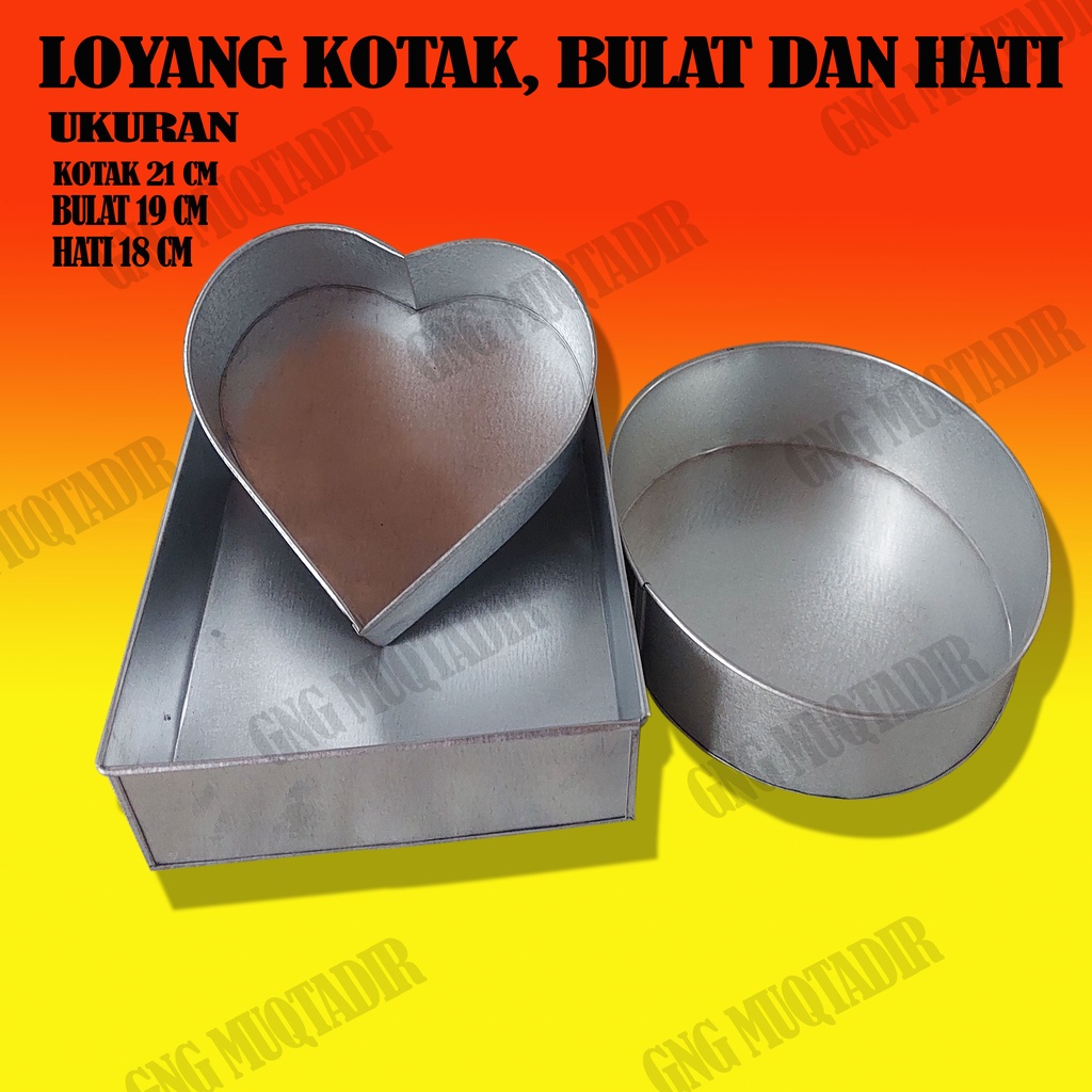 CETAKAN KUE BENTUK KOTAK, BULAT DAN HATI / LOYANG BENTUK KOTAK BULAT DAN HATI