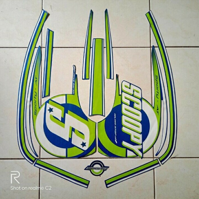 Stiker Body & Lis Body & Striping Motor Scoopy Sporty 2015 Biru-Hijau