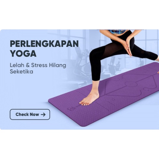 Matras Karpet Pilates Yoga Anti Slip TPE 183 x 61 CM - Blue