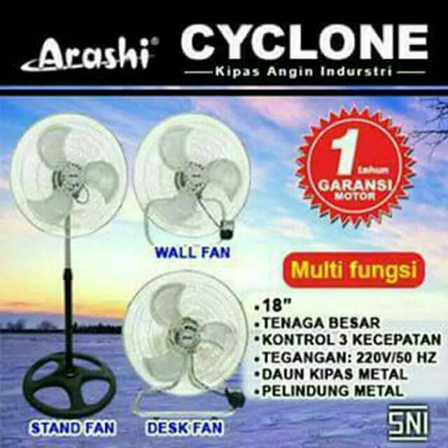 Arashi kipas angin besi cyclone 3 in 1 18 inch AR - 118 SDW