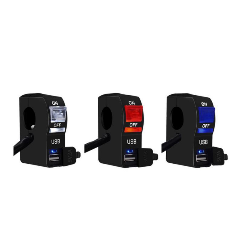 SAKLAR ON OFF PLUS USB CHARGER HP KLEMAN STANG MOTOR LED SUPRA X 125 JUPITER REVO VARIO MIO BEAT MX