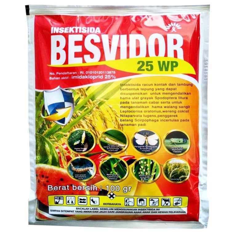Obat Pertanian Pembunuh Serangga Insektisida BESVIDOR 25WP [100 gr]