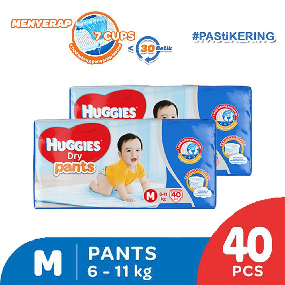 Lihat Detail Huggies Dry Pants Popok Celana M40   2 Pack