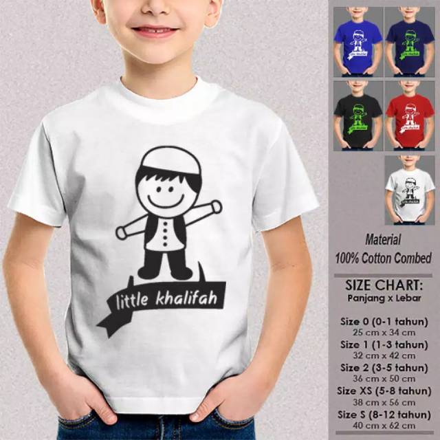 Kaos Pria / Kaos Anak / Kaos Distro / Kaos Dakwah Islami Little Khalifah Termurah