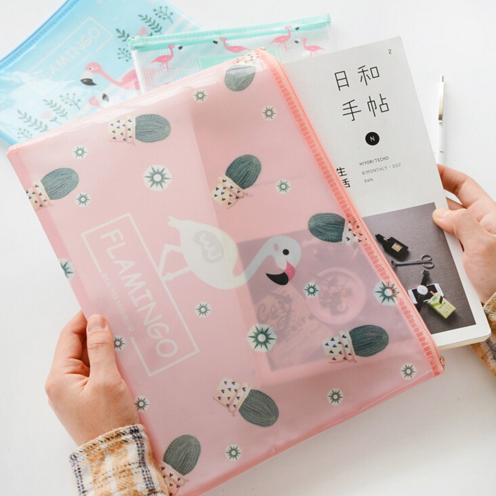 

PF08 Transparan Unicorn and Flamingo A4 Stationery File Storage pouch bag Tempat Buku Alat Tulis