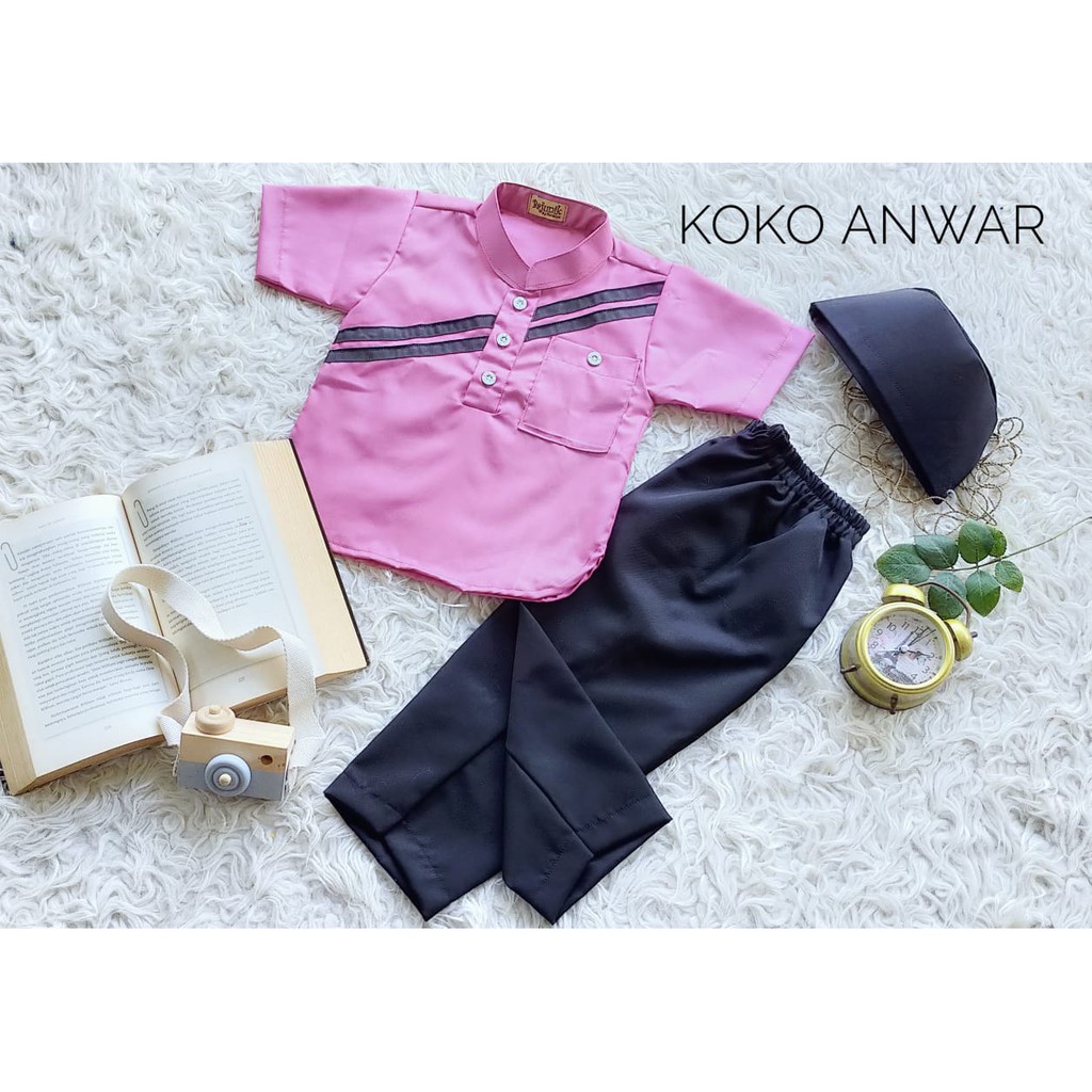 BAJUNIK KOKO ANWARDEWASA  WARNA SALEM UKURAN S - XL/ KOKO DEWASA / BAJU MUSLIM DEWASA (READY STOK)