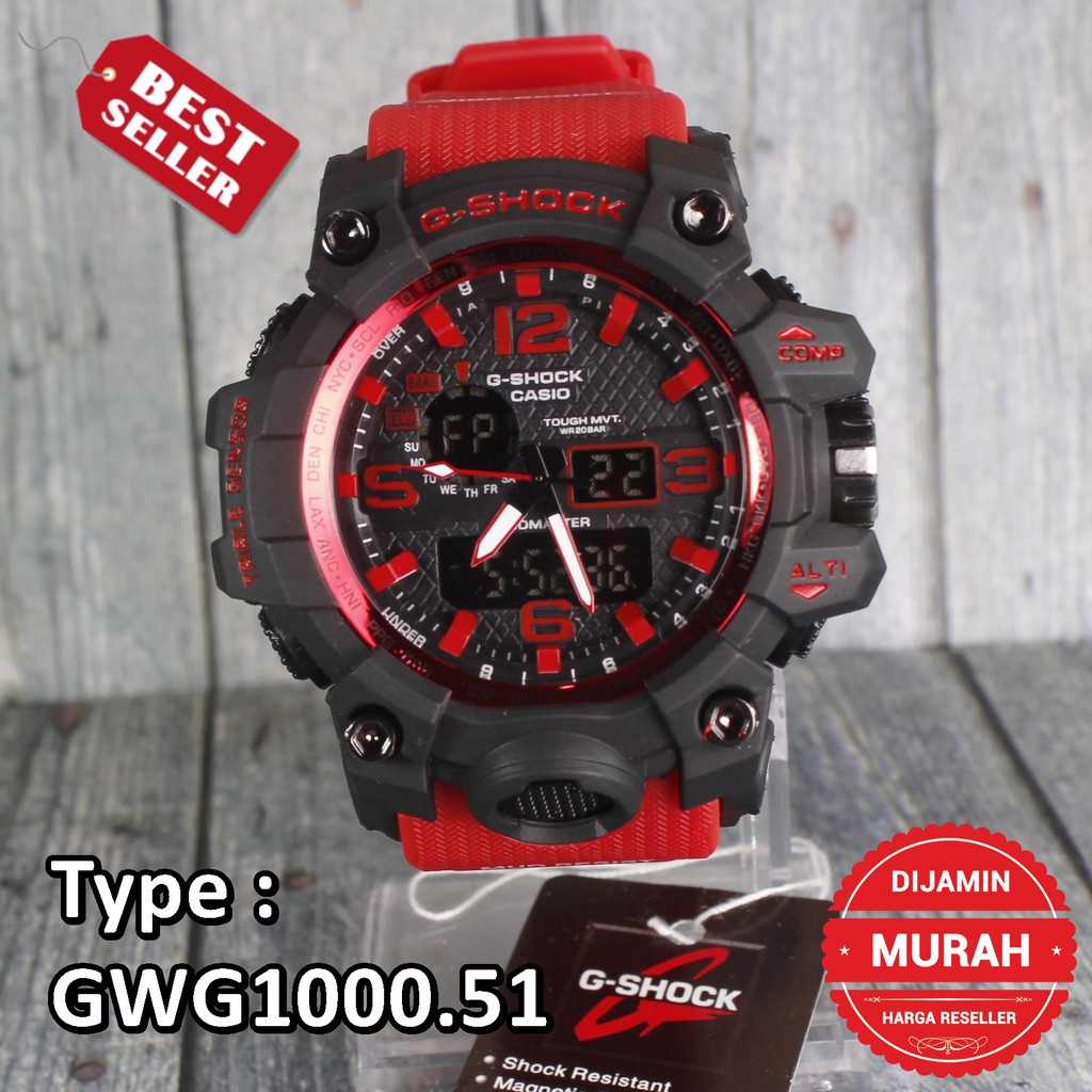 PALING MURAH     G Shock Casio Mudmaster GWG1000 Full Merah Red jam tangan digital pria   anak