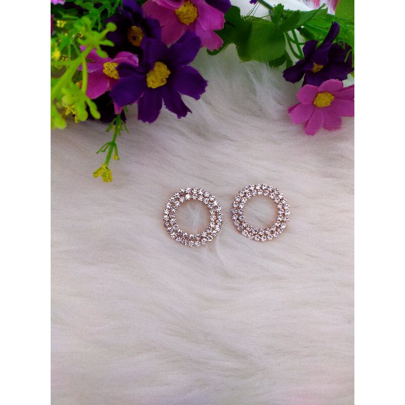 Anting crystal pearl bundar