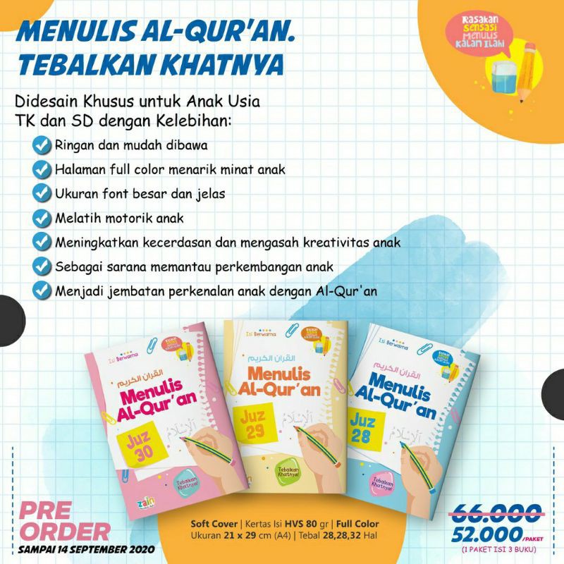 MENULIS AL-QUR'AN JUZ 28 29 30 ( FREE TASBIH DIGITAL )