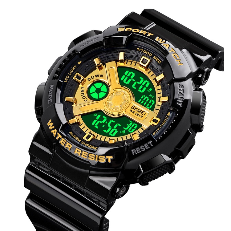 Jam Tangan SKMEI 1828 Fashion Digital Watch Men Shockproof Waterproof Dual Wristwatches LED Chrono