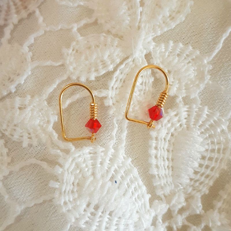 Anting Bayi Knip Mata Merah Emas Muda 1/4 gr