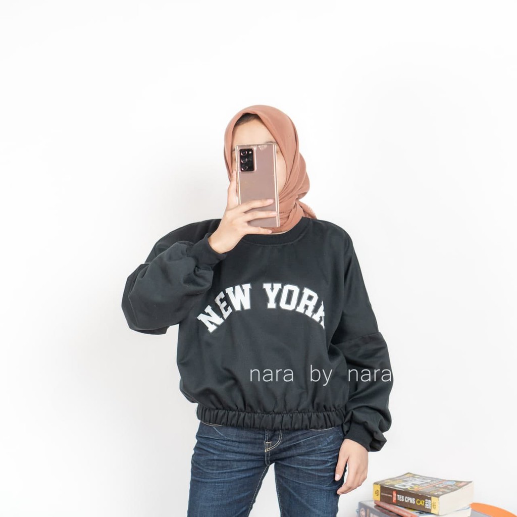 Nara Grosir - New York Crop | Fashion Terkini | Sweater Termurah