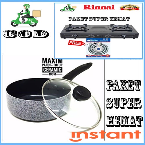 PAKET ISI 3PCS SAUCEPAN MAXIM NEOSTONE 18 CM+KOMPOR RI 202S+SELANG REGULATOR MANTAP