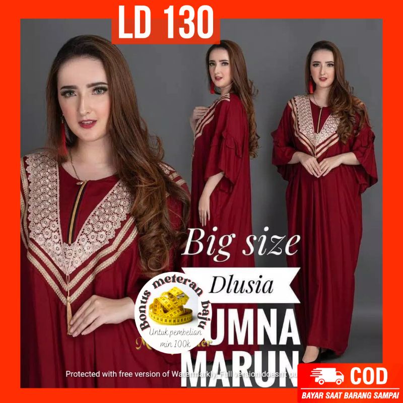 Gamis Lebaran Arab Renda Jumbo LD 130 / Daster Kekinian Jumbo Dlusia Yumna