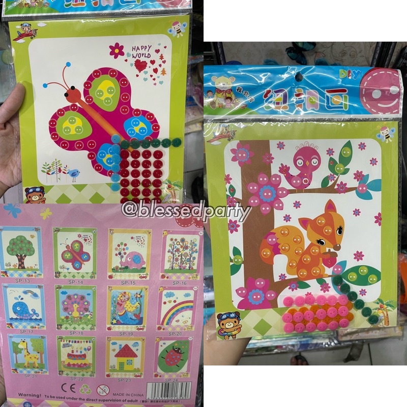 DIY MOSAICS MAINAN AKTIVITAS ANAK MENEMPEL KANCING KREATIVITAS ANAK