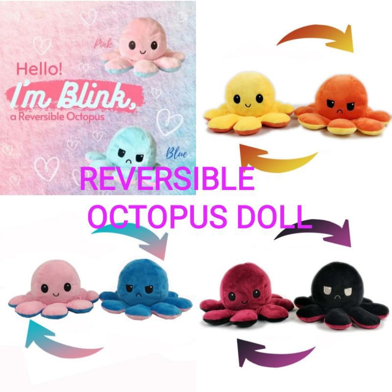 MOMBABY1 Boneka Gurita Bolak Balik atau Reversible Octopus Plush Doll