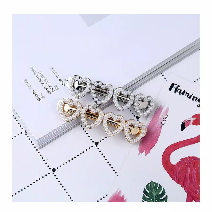 CLEARANCE SALE - JJ0107 - Hair Clip Korea Jepit Korea Jepit Rambut Kpop Wanita Mutiara - Gold