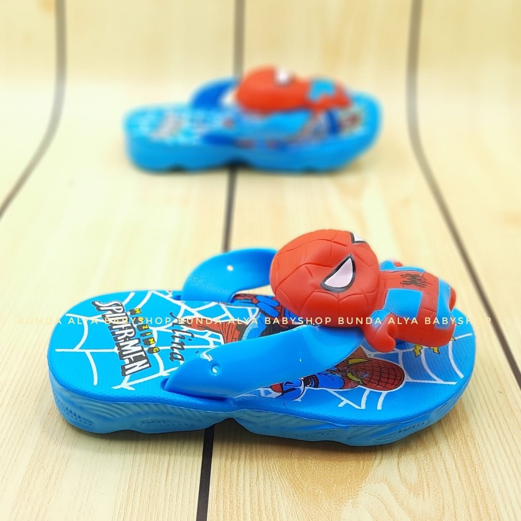 Sandal Anak Laki Jepit IMPORT Usia 1 2 3 Tahun Size 24 - 29 BIRU MUDA - Sendal Anak Cowok Superhero Karet Anti Licin