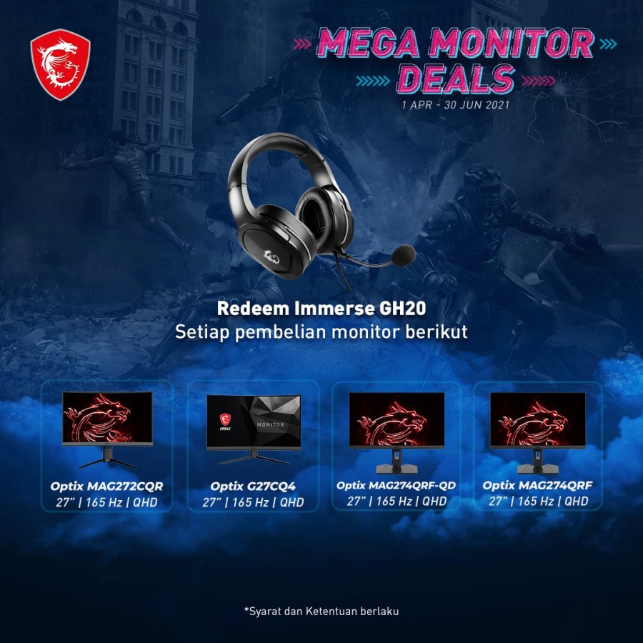 MSI OPTIX G27CQ4 CURVED GAMING MONITOR 27 inch [1440p, 165Hz] WQHD 1ms