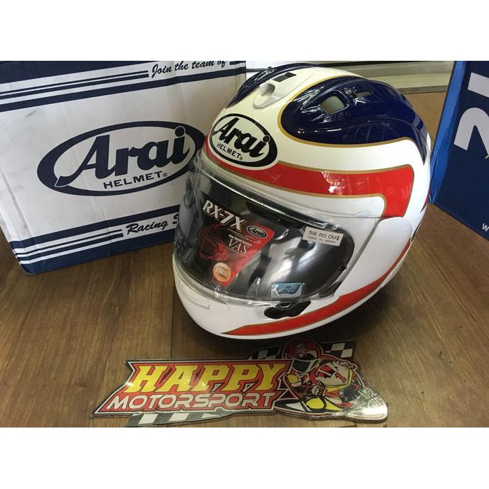 HELM FULLFACE ARAI ORIGINAL JAPAN RX7X FREDDIE SPENCER 30TH M L XL