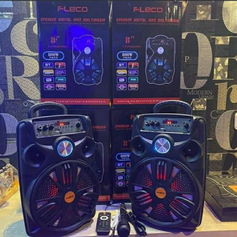 Speaker portable karaoke FLECO 8,5INCH free mic